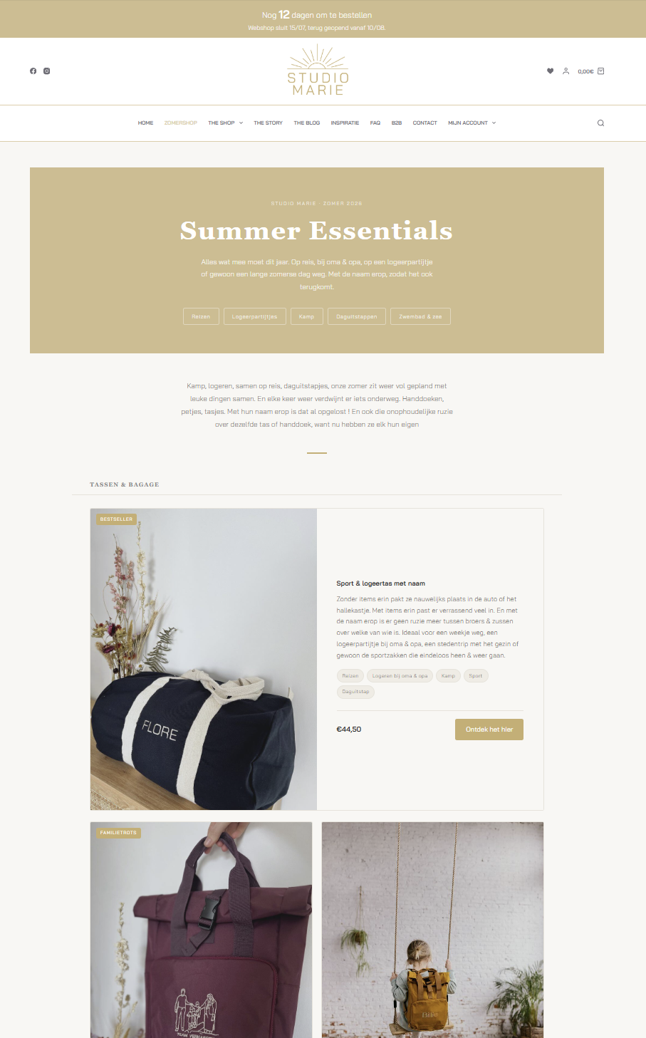 De webshop van Studio Marie, de zomercollectie